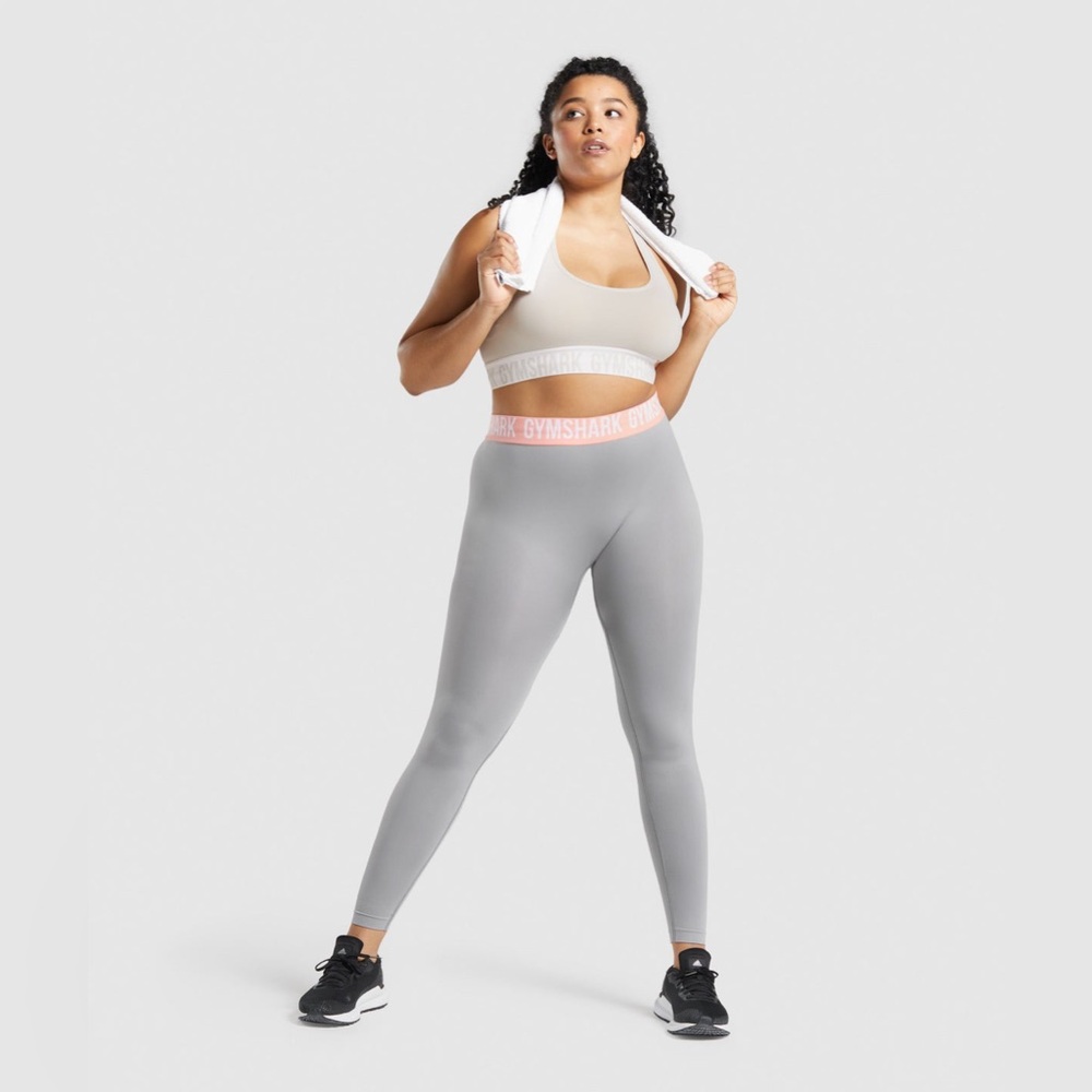 EUC Gymshark Bra + Dark Grey Leggings with Pink Waistband - Picture 6 of 7